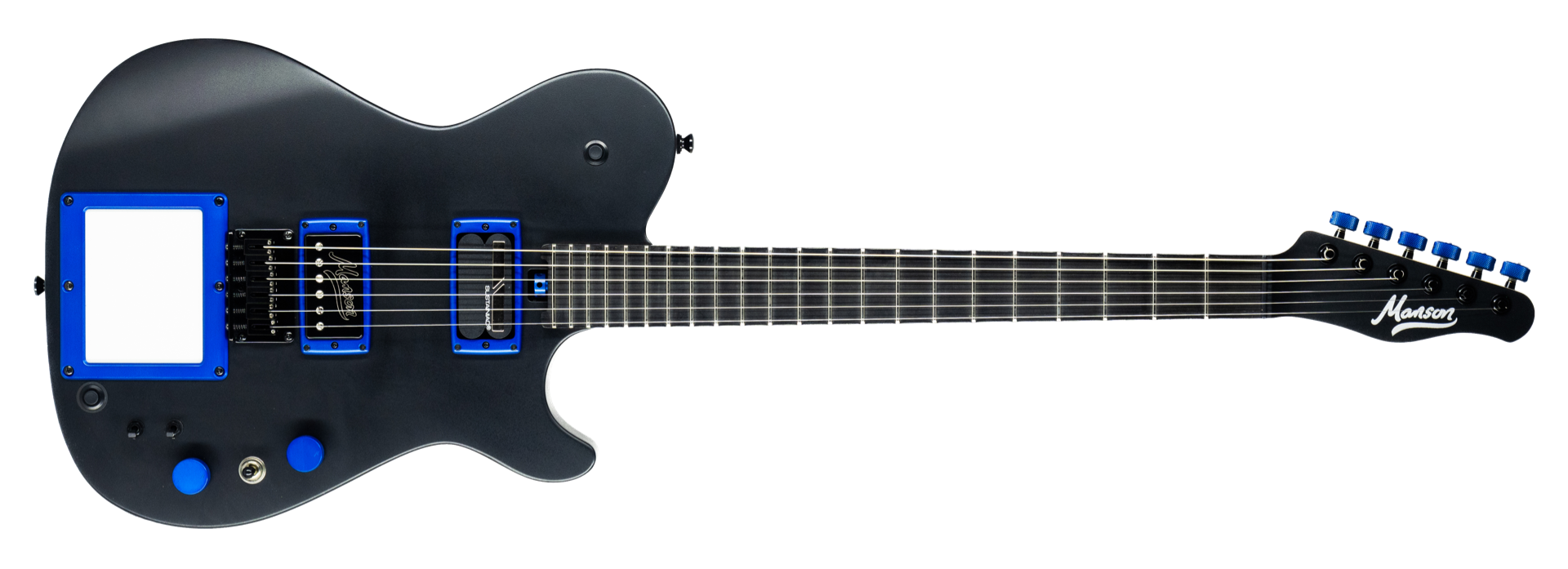 MA EVO MIDI and Sustainiac Dry Satin Black Blue Custom Hardware