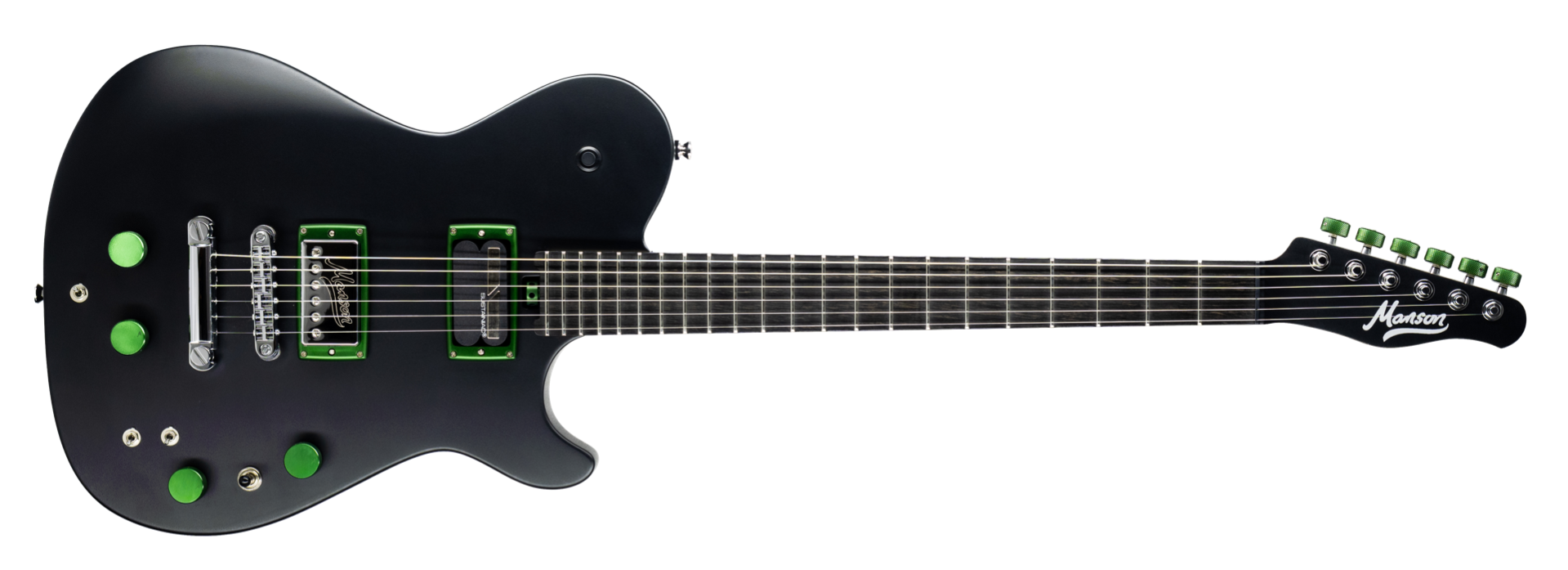 MA EVO Sustainiac and Fuzz Factory Dry Satin Black Green Custom Hardware