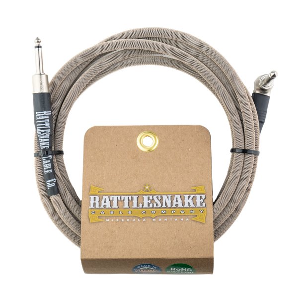 Rattlesnake Standard Instrument Cable Straight to Right Angle Dirty Tweed