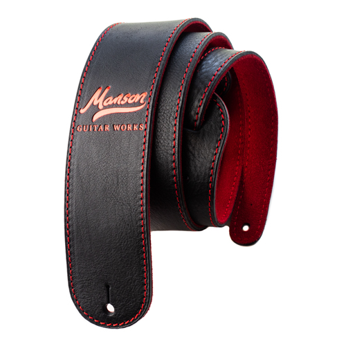 Manson Premium Leather Guitar Strap Red Alert