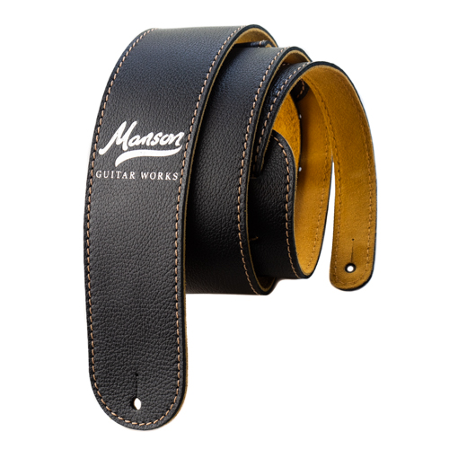 Manson Deluxe Leather Guitar Strap Silver 