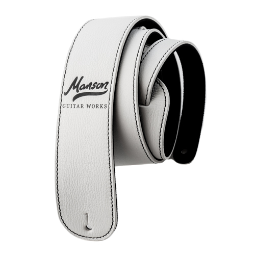 Manson Premium Leather Guitar Strap Black on White