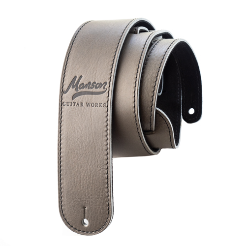 Manson Premium Leather Guitar Strap Black on Titanium